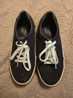 Sperry Black Canvas Lace-Up Sneakers Size 3